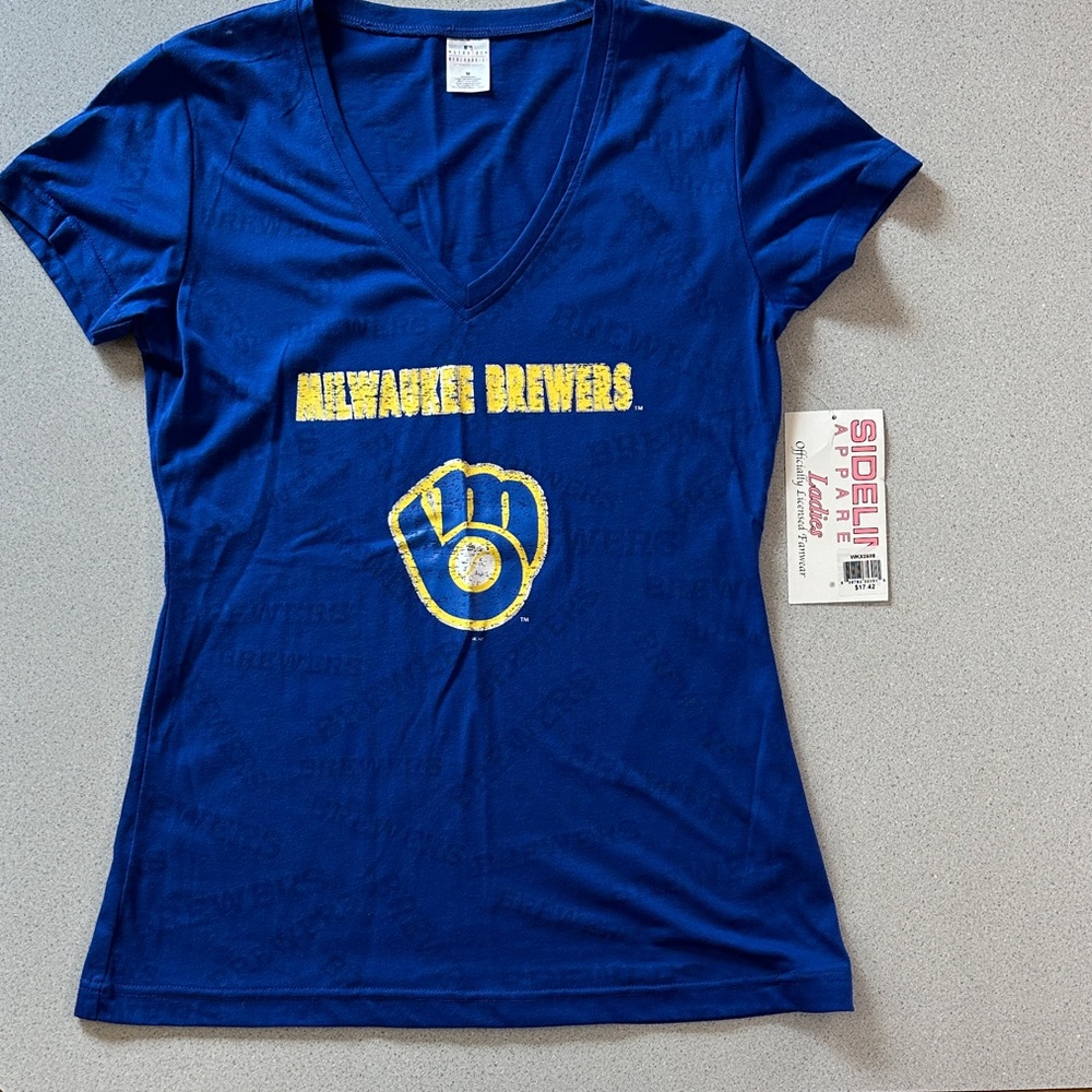 Milwaukee Brewers Blue V-Neck T-Shirt
